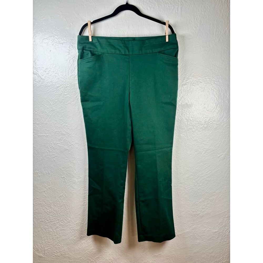 Croft & Barrow Effortless Stretch Pants Green 16 Short Pull On Goblincore Office